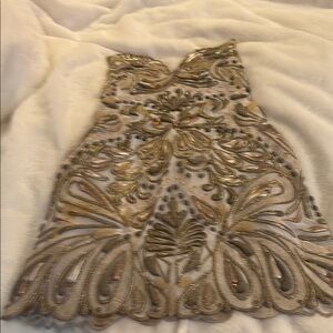 Camille Flawless one of a kind celebrity red carpeElegant Gold Embellished Dress